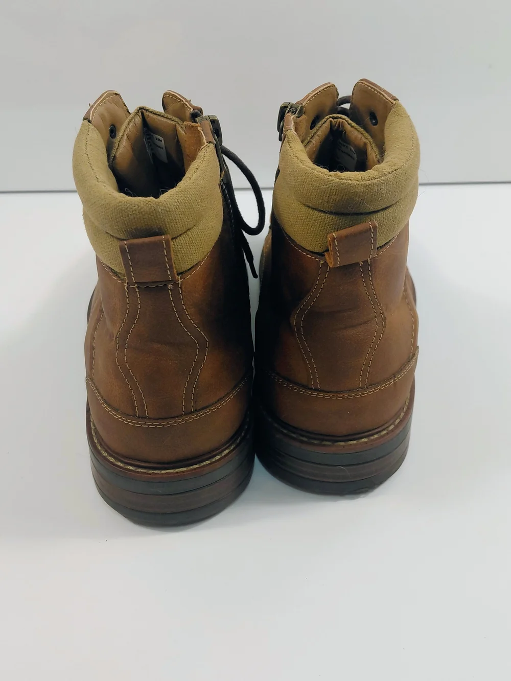 Men's Dockers Brown Leather Lace-Up Zip Boots Sz 13